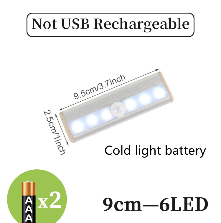 [CJJZLELE00235-Cold light battery-9cm] شريط إضاءة LED بمستشعر حركة
